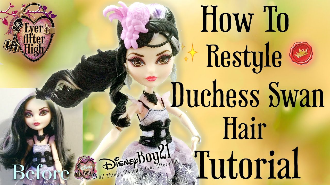 How to Restyle Duchess Swan Doll Hair Tutorial - Ever After High - Hair Bump/ Bun/ Curl