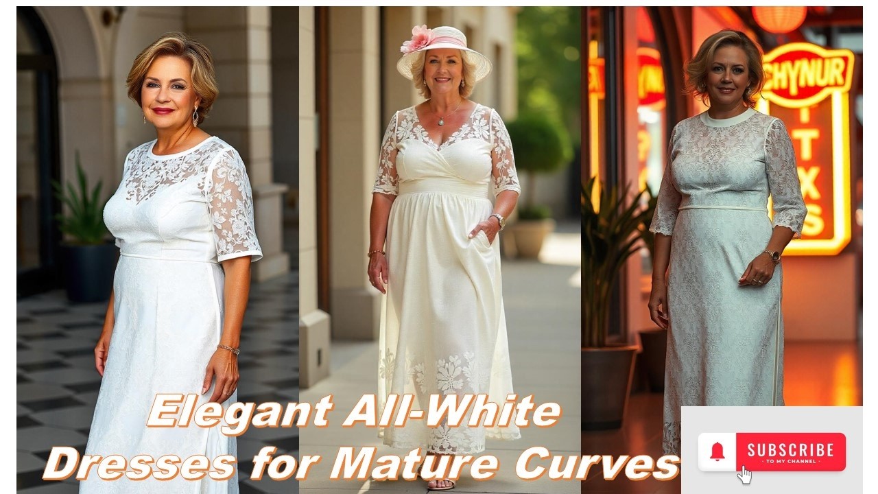 Elegant All-White Dresses for Plus-Size Ladies: Timeless Picks for Mature Women