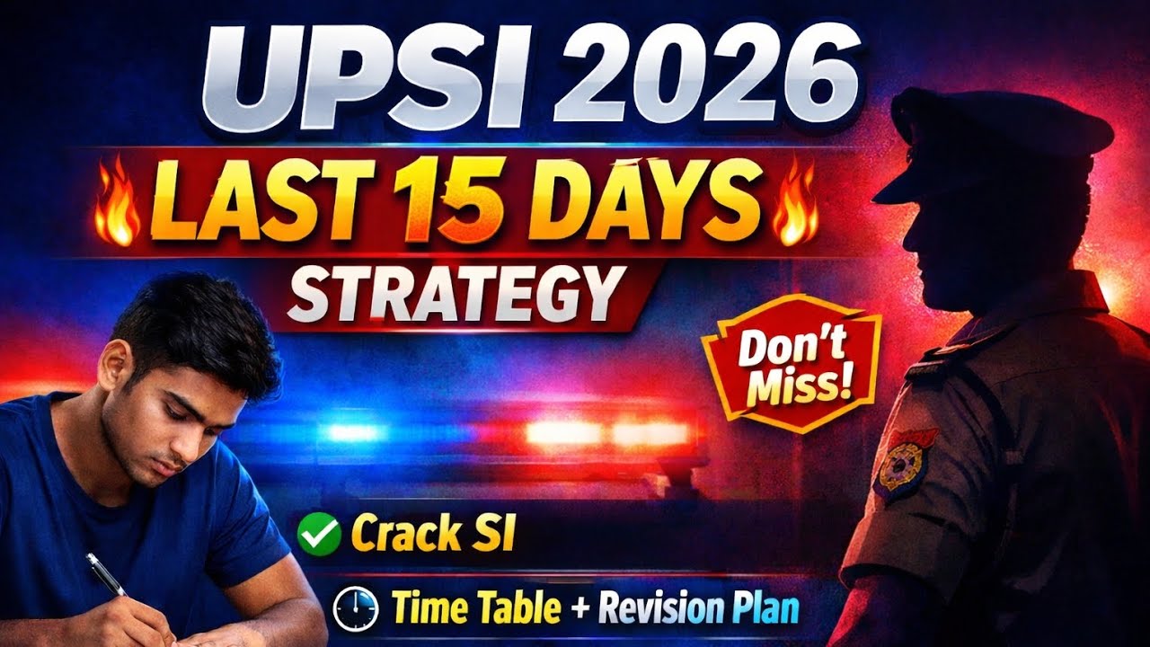 UPSI 2026 Last 15 Days Strategy 🔥 Complete Study Plan & Revision Time Table #upsi #uppolice #hindi 
