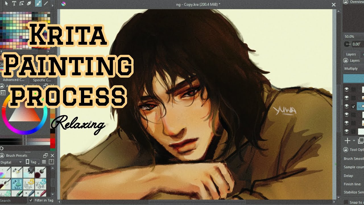 painting process asmr. relaxing krita drawing process 