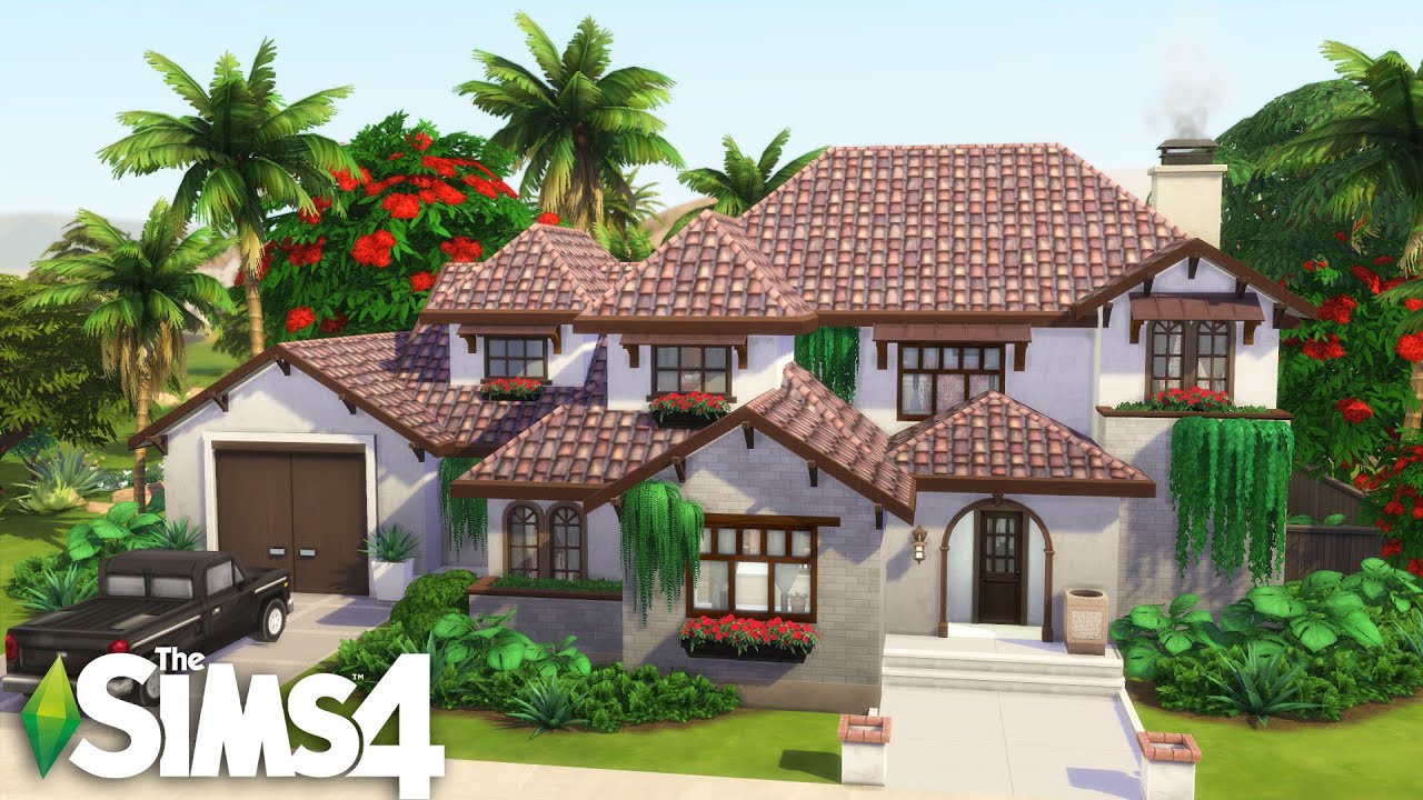 🌴🐟 Tropical Villa in Oasis Springs | No CC | The Sims 4 Speed Build
