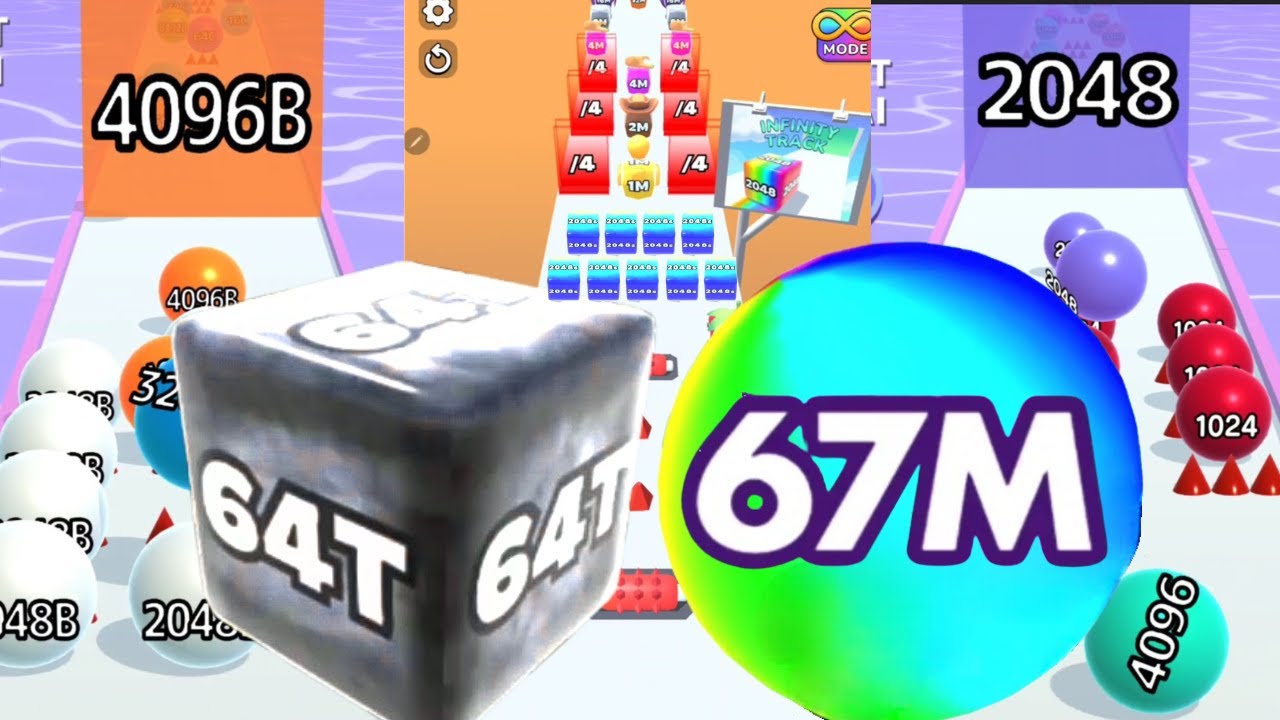 Ball Run 2048 Infinity | 64T Jelly Run 2048 | Bounce Merge 3D | Jelly Tube Run 2048 | #ballgamezone