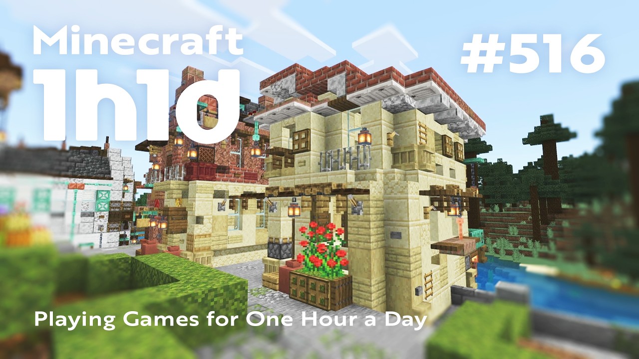 Minecraft｜1日1時間（実況なし）｜川沿いの家 3軒目 外装｜1h1d Part 516