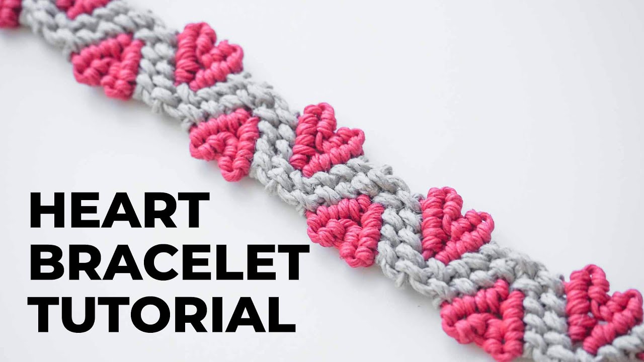 Macrame heart bracelet pattern