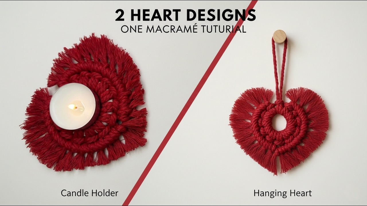 Macramé Heart Candle Holder DIY (Warm & Cozy  Vibes!)