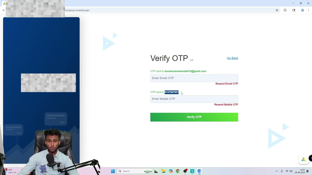 HOW TO BYPASS THE OTP OF REAL WEBSITE