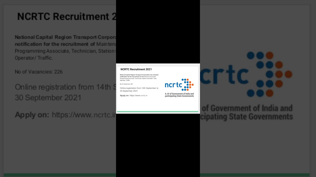 NCRTC Recruitment Notification 2021 Huge Vacancies Hurry!!