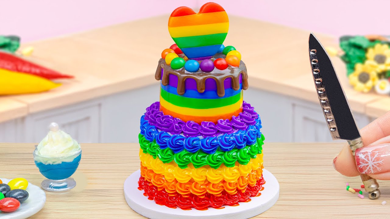 Remarkable Mini Rainbow Cake Recipe With KitKat 🍫🌈 Satisfying Mini Cake Challenge & ASMR Dessert