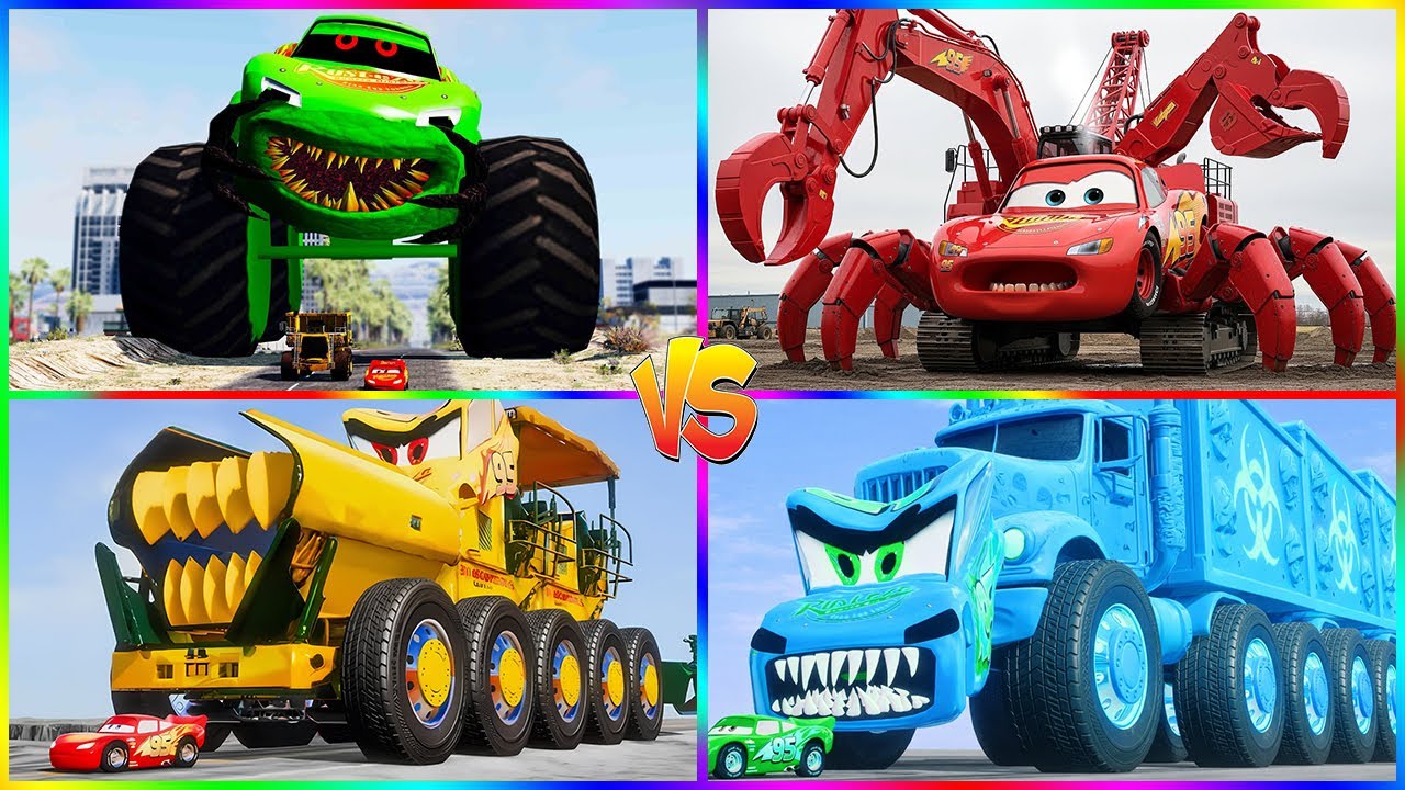 🏎️ Lightning McQueen vs Giant Monster Trucks | GTA 5