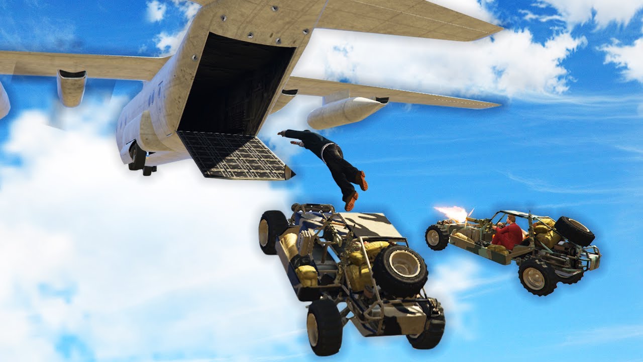 JUMPING INTO A MOVING PLANE?! (GTA 5 Funny Moments)