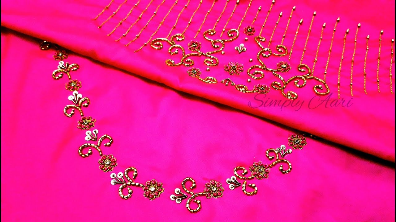 Aari Work Blouse 34 | Simple Aari Embroidery Blouse Designing