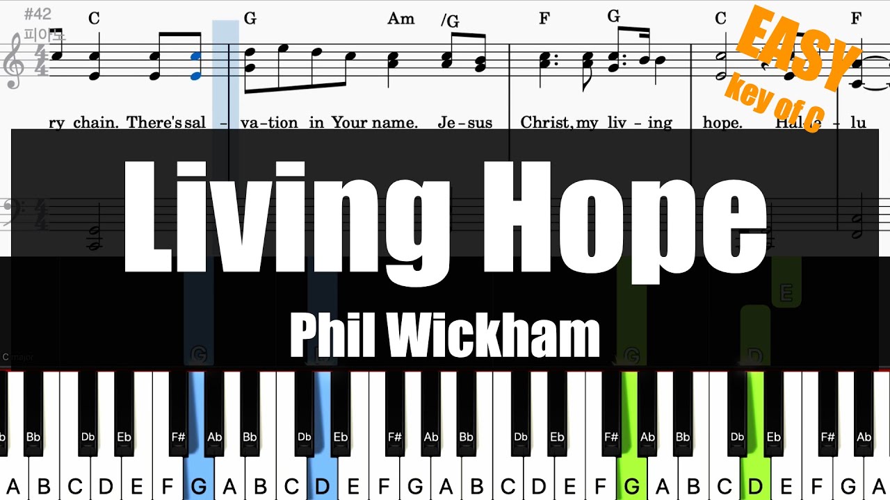🎹Phil Wickham - Living Hope (Key of C) | Sheet + Lyrics + Chords Piano Easy Tutorial🎹