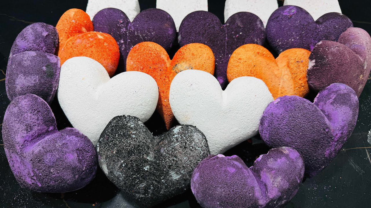 Mini Soft Heart Shape Dyed Chalk ASMR Crush | Oddly satisfying ASMR Reforms