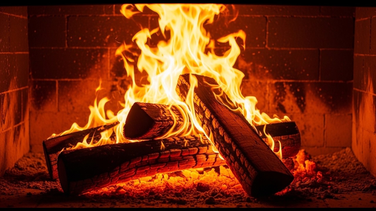 Fireplace 🔥 4K (LIVE 24/7) - with Real Burning Logs & Gentle Crackling Sounds. #livefireplace