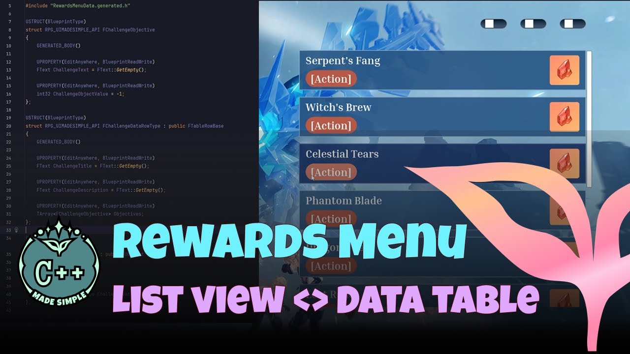 3. Rewards Menu - [CPP] List View Setup with Data Table