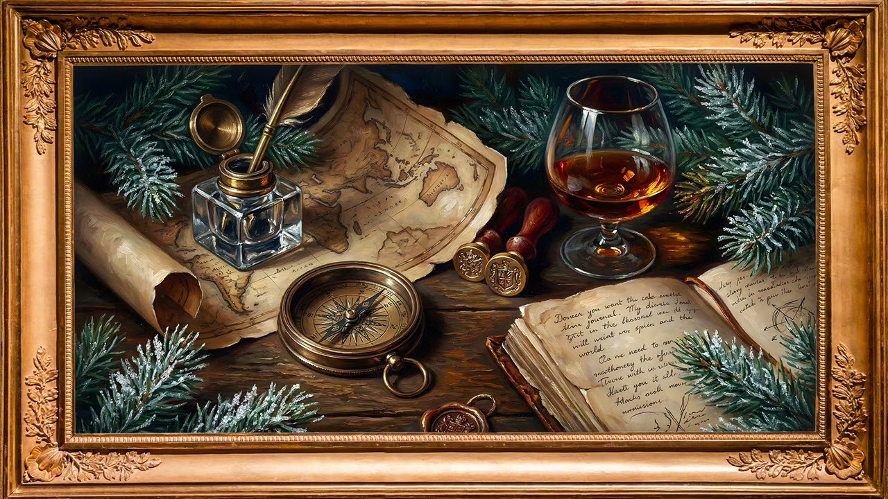 Moody Old Money Winter Study Ambience 🧭 Dark Academia Explorer Still Life | Luxury Winter TV Art