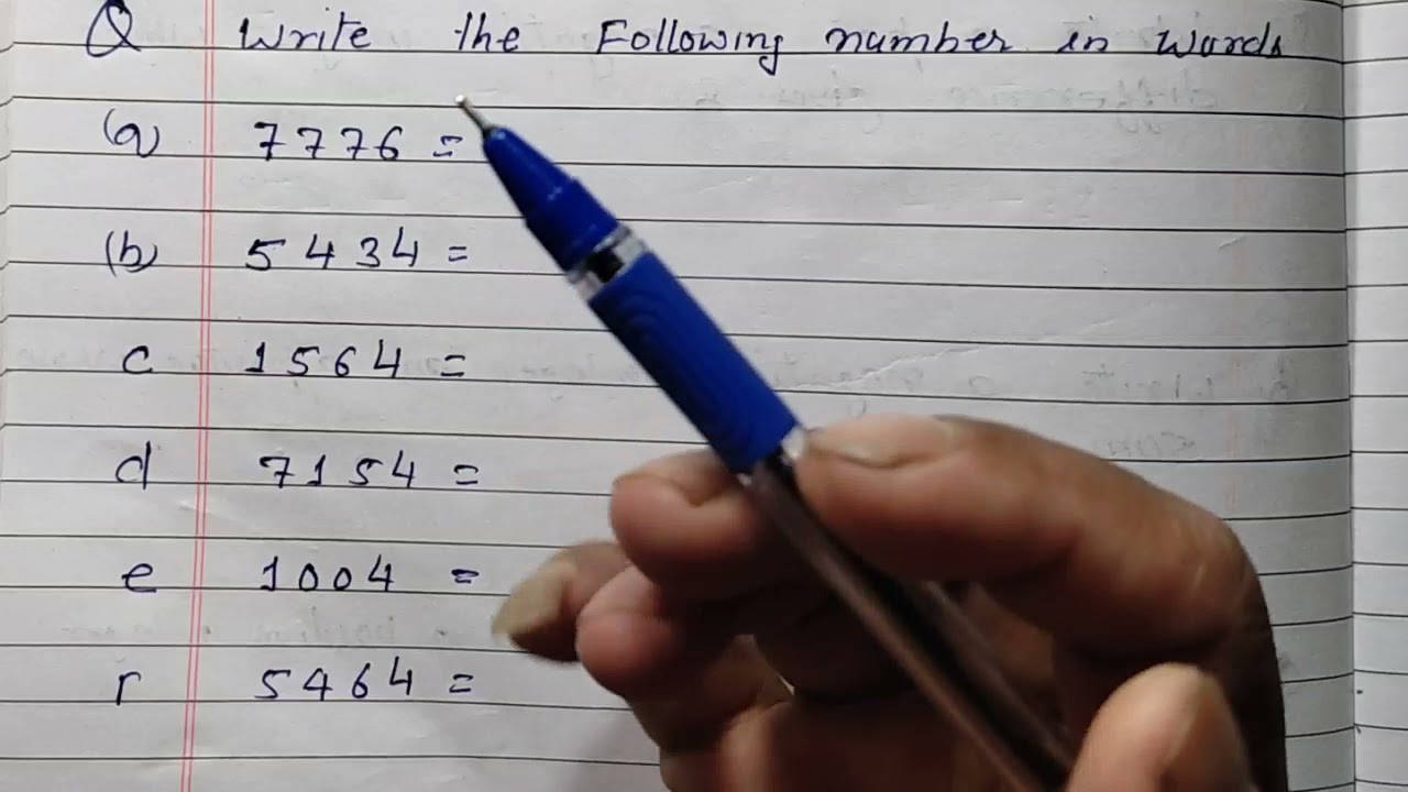 Write the following number in words - Class 1 - write the number name