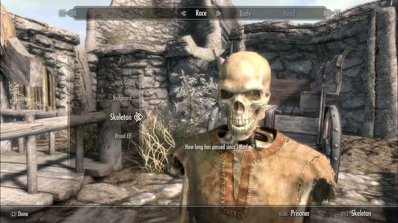 Skyrim (PS4) | Trying out some mods! (Rebone! playable Skeleton Race)