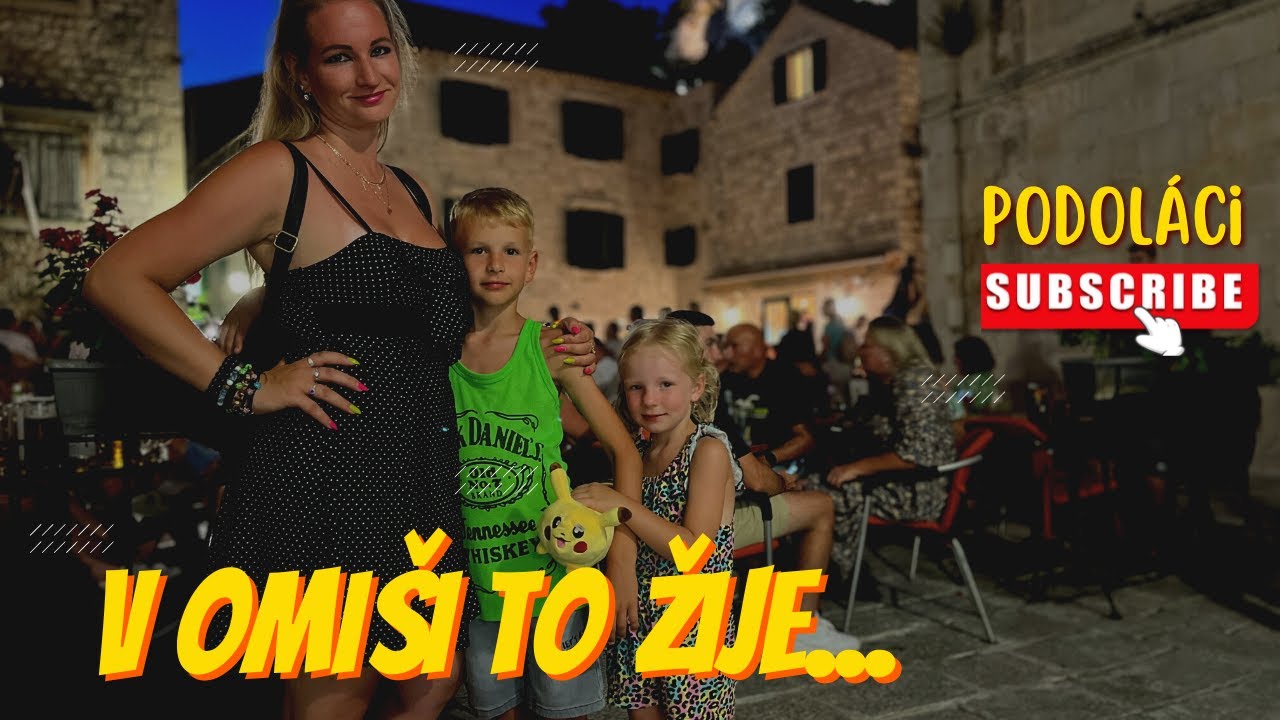 Chorvatsko 2023 - V Omiši to žije, od rána na pláži, na večeři a do obchodu do Omiše - 3.den