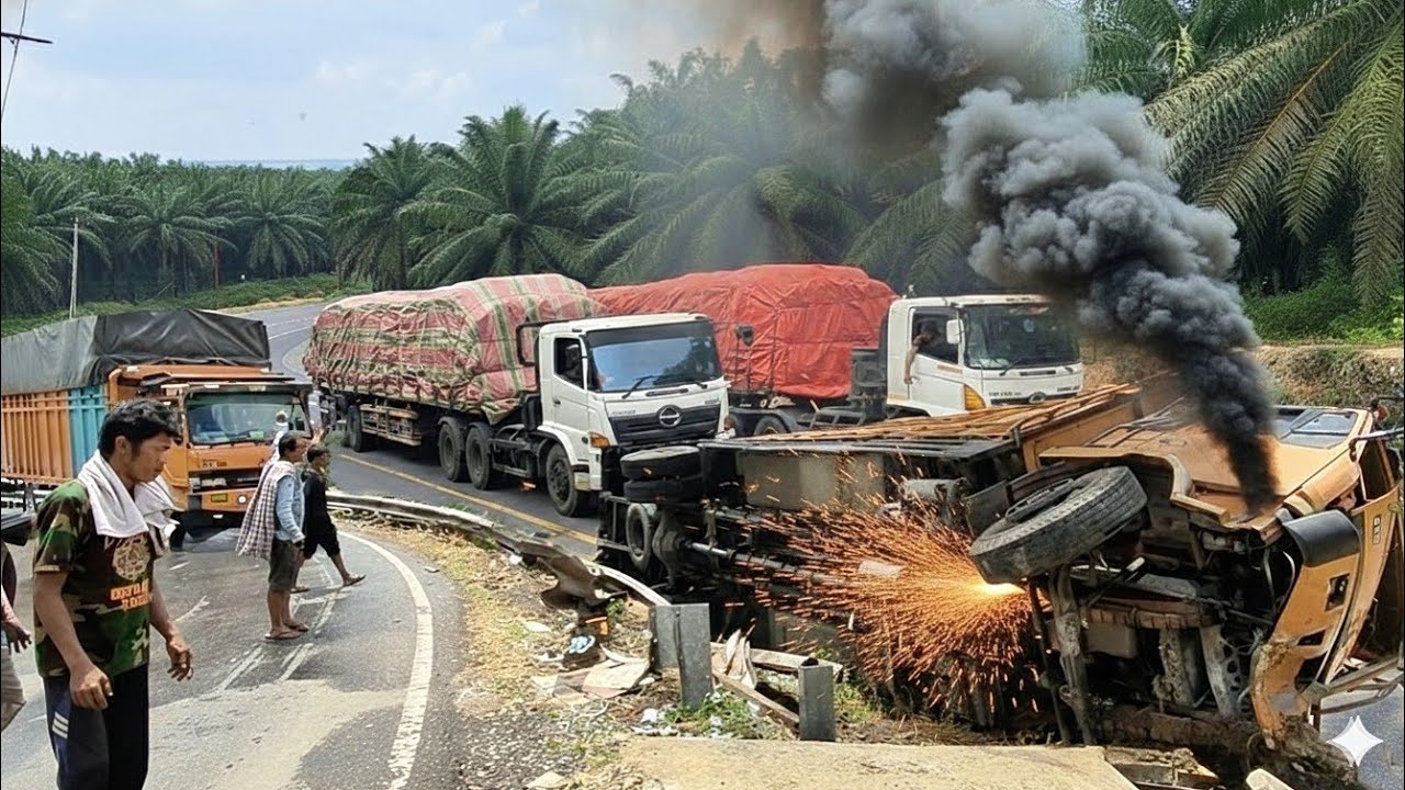 Truck Habis Napas Hingga Terguling