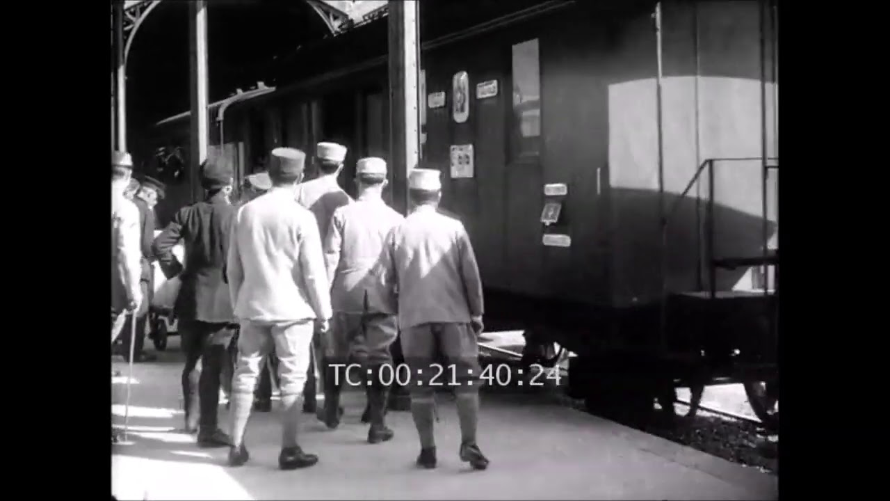 ASILE DE GUERRE 1917 (Filmausschnitt) Bahnhofshalle und Bahnhofsplatz des alten Bahnhof Thun