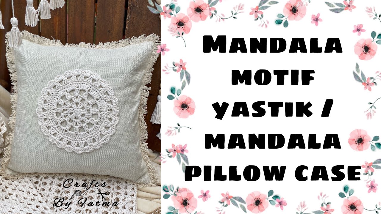 Mandala motif yastık, crochet pillow case