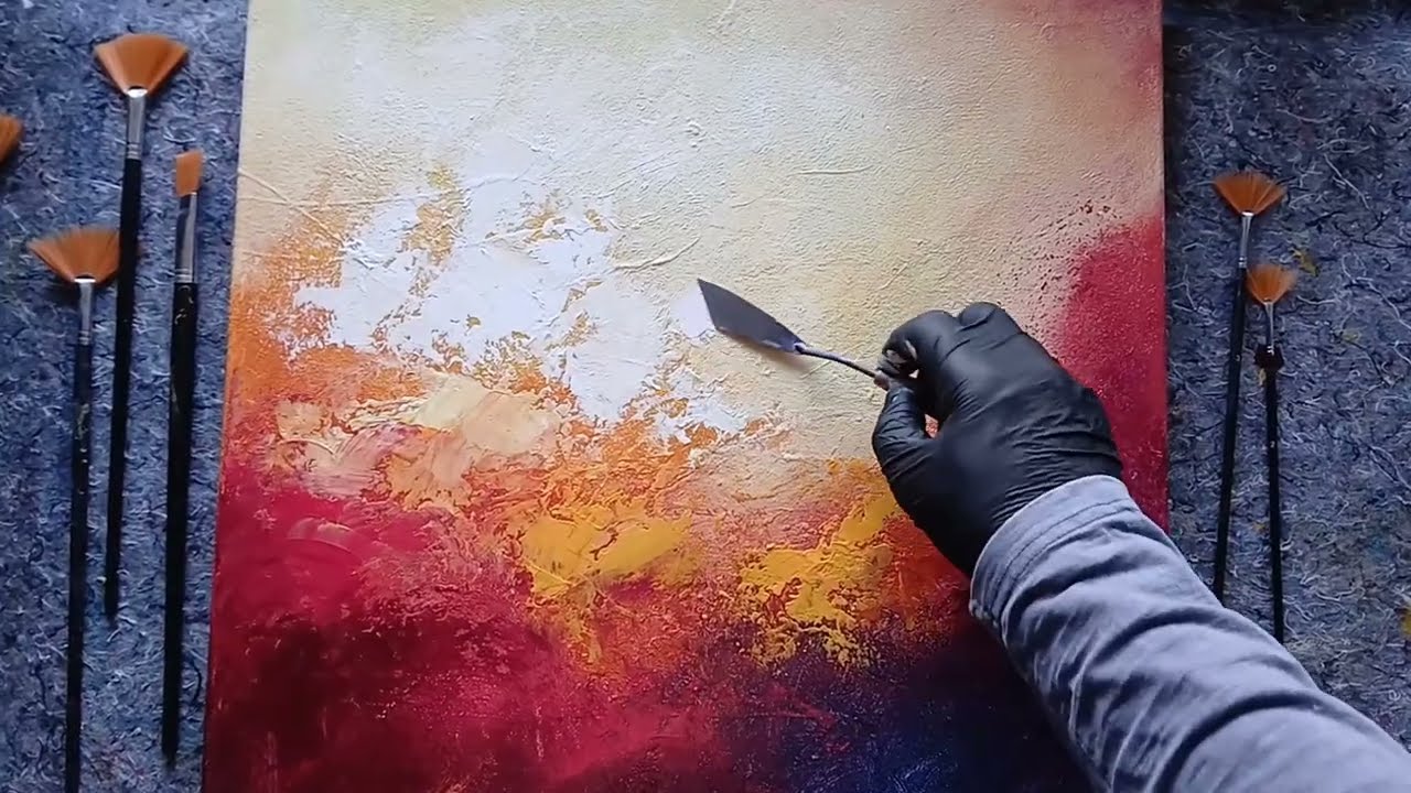 Abstract Energy on Canvas 🎨|Step-by-Step Palette Knife & Brush Technique #abstractart #arttutorial