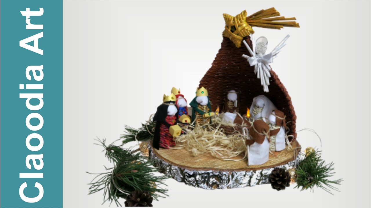 Szopka Bożonarodzeniowa z papierowej wikliny i filcu (DIY Christmas crib, paper wicker, felt)