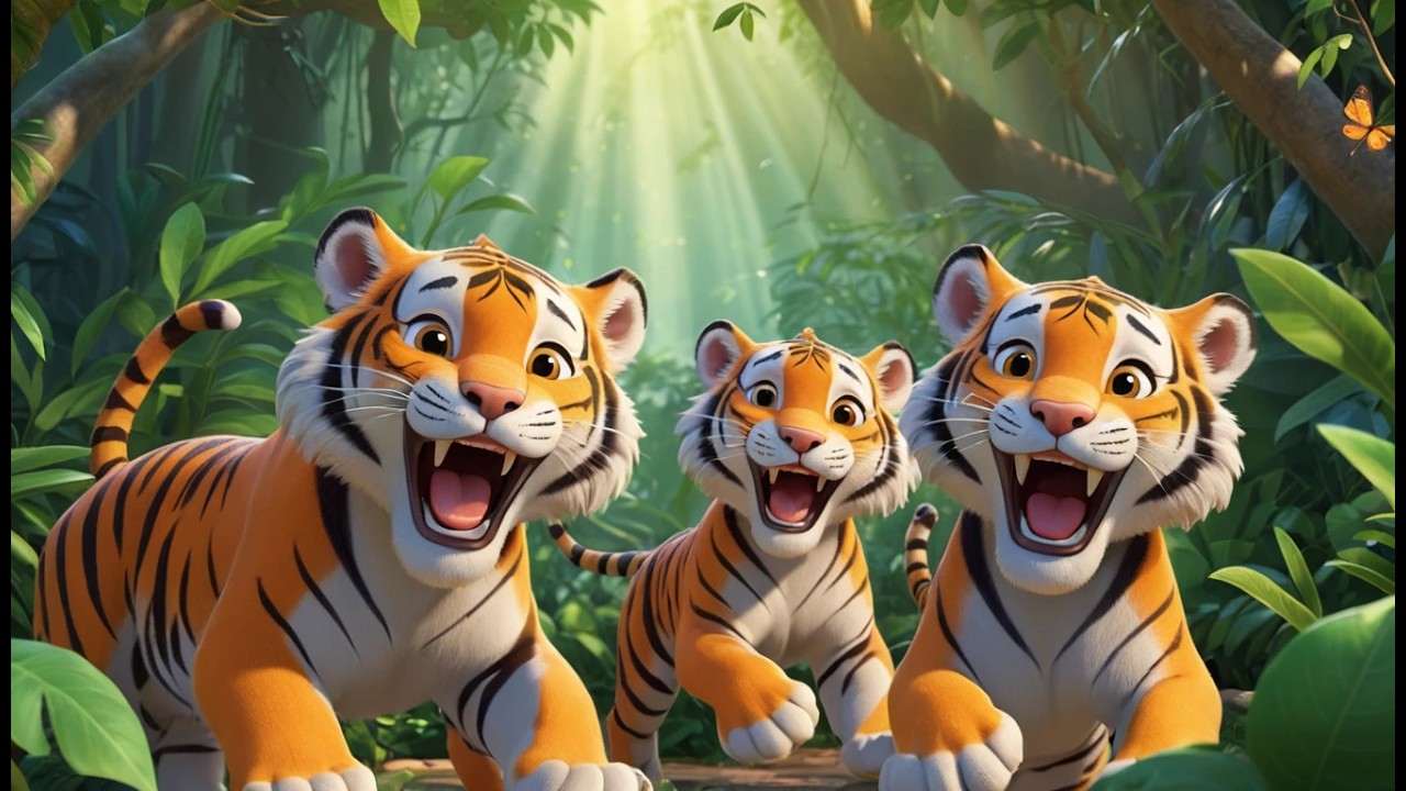 Fünf kleine Tiger brüllen, brüllen, brüllen | Wildes Tierlied & Action-Kinderlieder