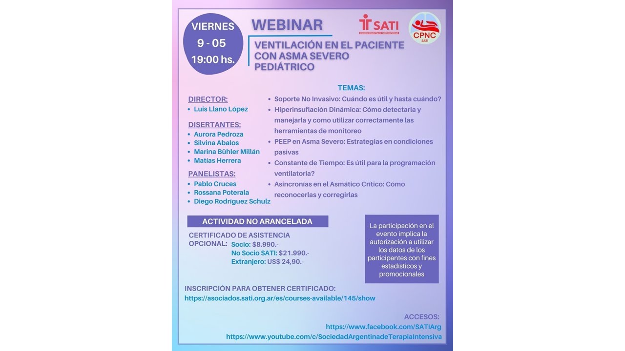 WEBINAR Ventilación en el paciente con Asma Severo Pediátrico