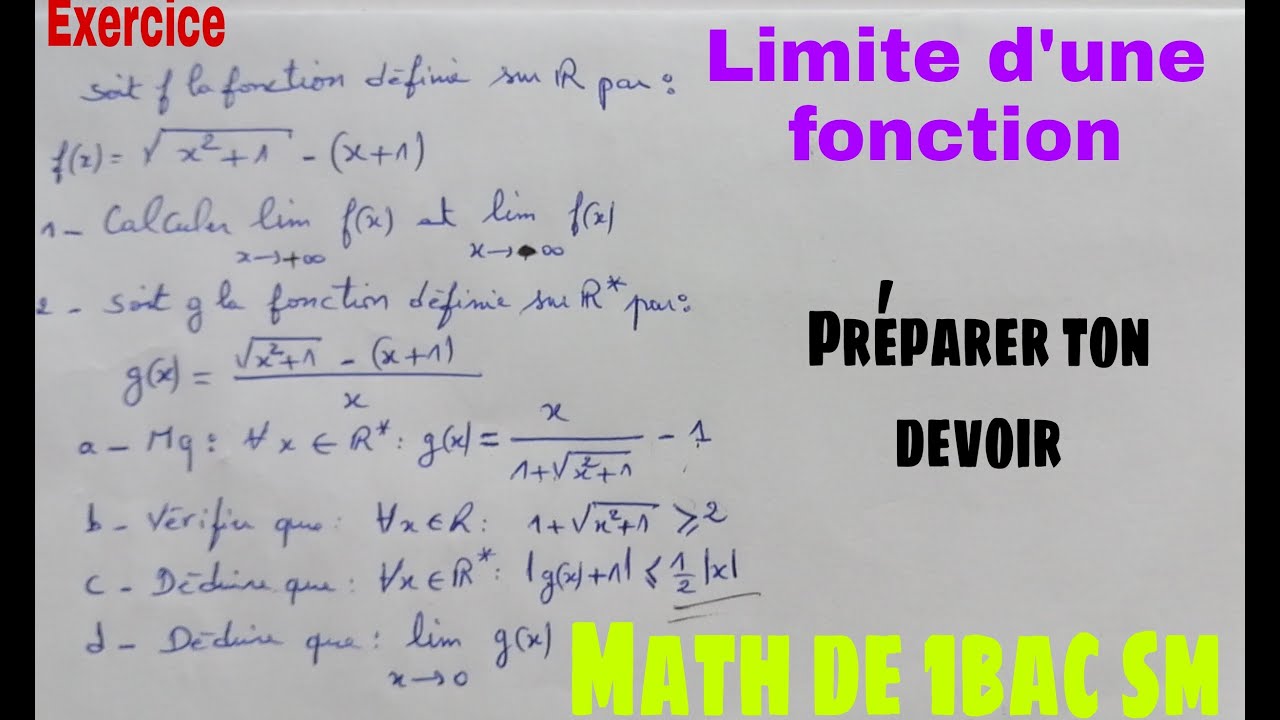 limites dune fonction....math de 1bac sm et sx