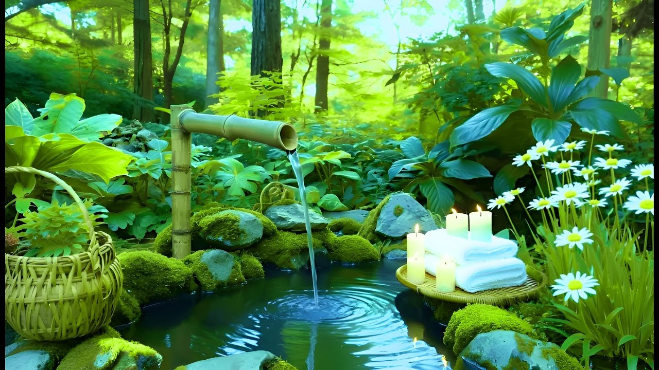 Healing Piano With Bamboo Water Sounds 🌿 Insomnia Relief, Calm Anxiety & Depression, Rest