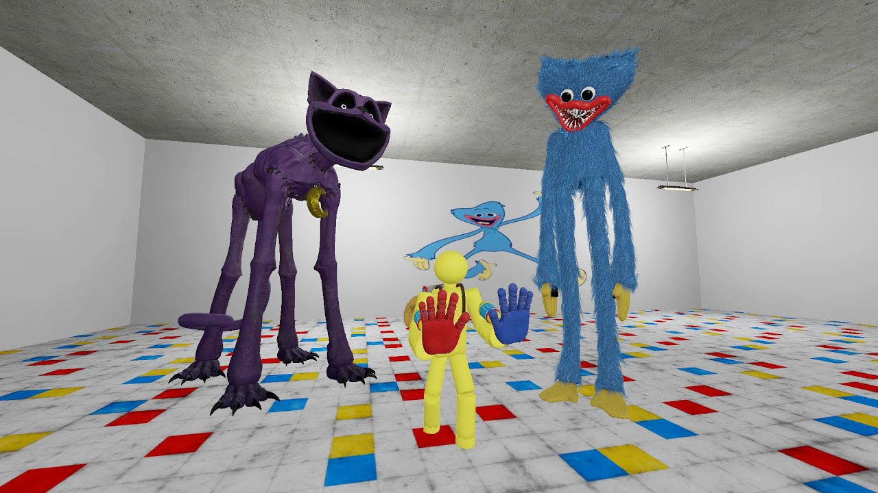 NEW CatNap & NEW Huggy Wuggy Chase Me and 100 Players with Portal Gun in Garry's Mod
