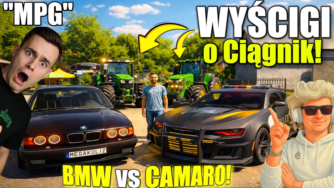 😱Wyścigi o Ciągnik! - 🔥Camaro Vs BMW M5🔥 z Kolizem na Dwie kamery😨  #MPG [#589] FS22 w/ Koliz