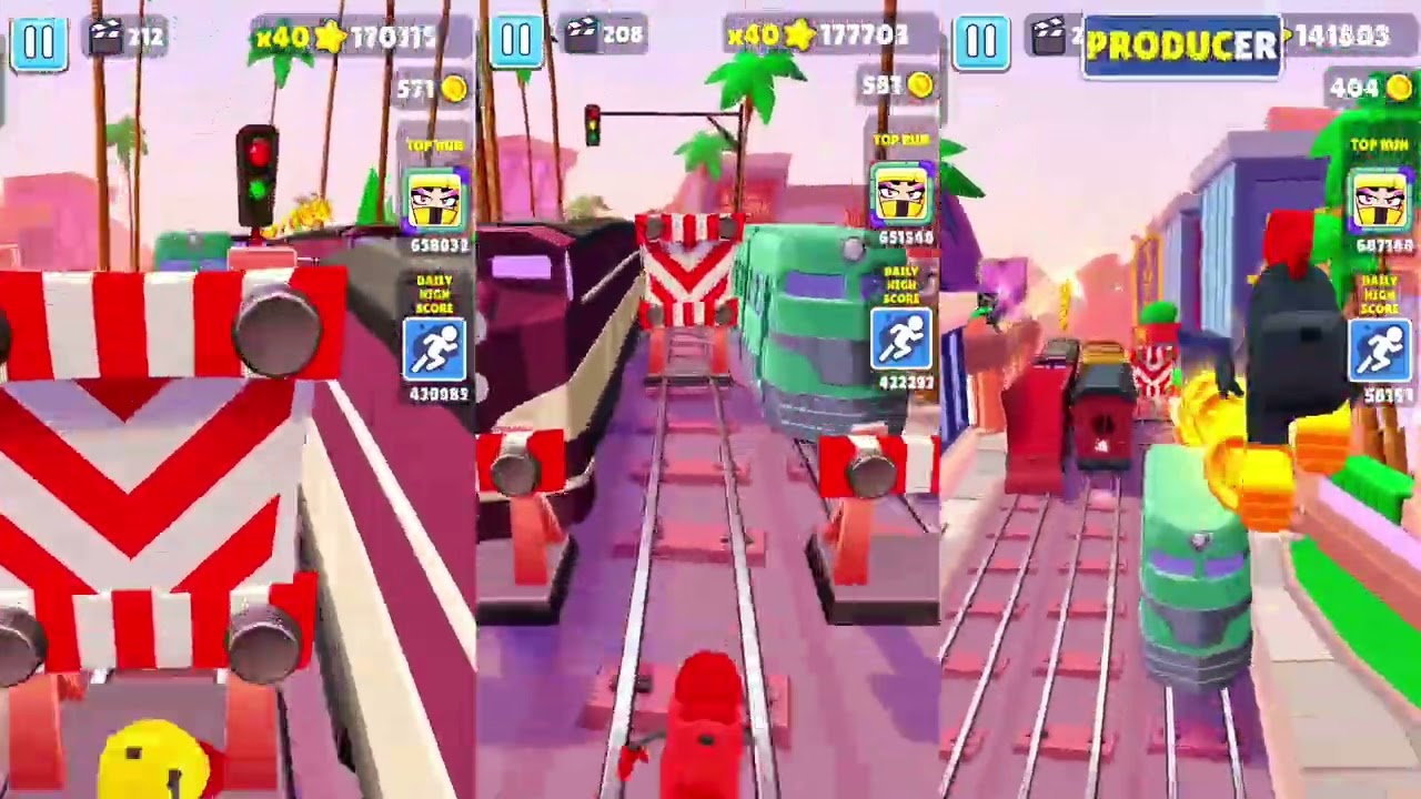 Subway Surfers 3 Screen Reflex Challenge 🚆🔥 | Triple Screen Extreme Gameplay