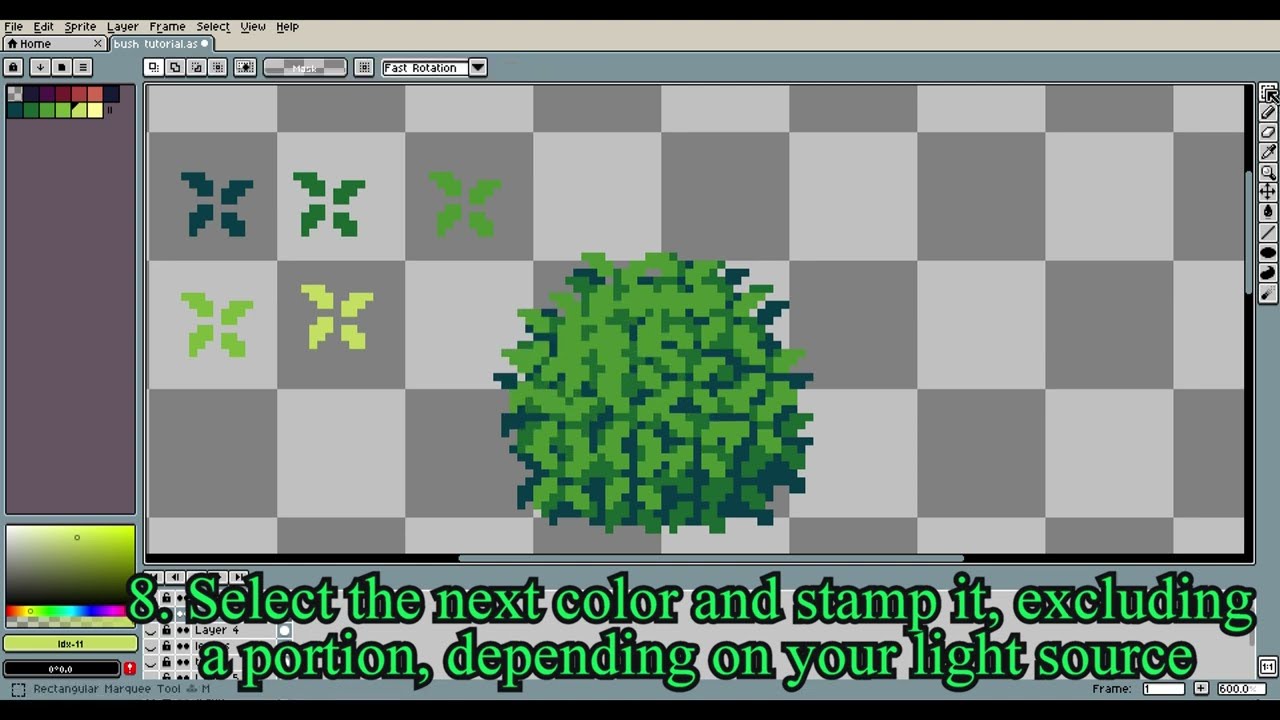 Simple pixel art bush - or tree - tutorial