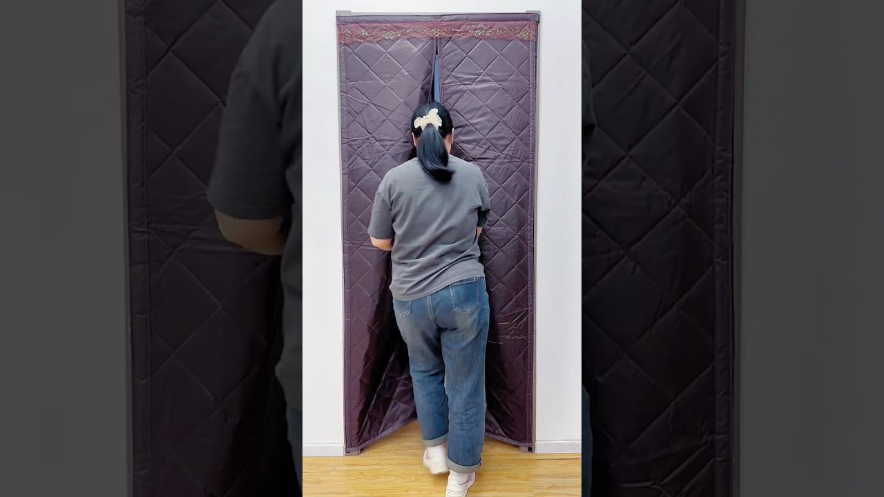 Winter cotton door curtains to keep warm and support... Unfold