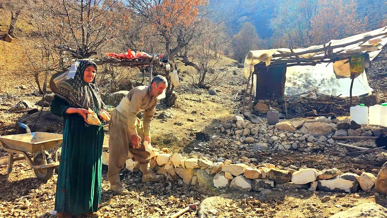 ⚒️Nomadic life in the heart of the mountains | Building a stone platform for washing dishes