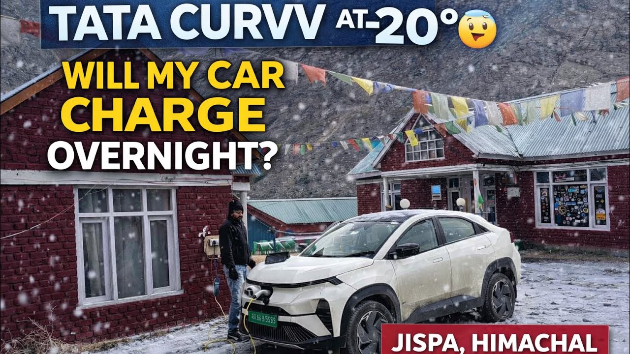 I Left My Tata Curvv EV Charging at -20°C All Night in Jispa 😱 | Will It Charge Overnight ?