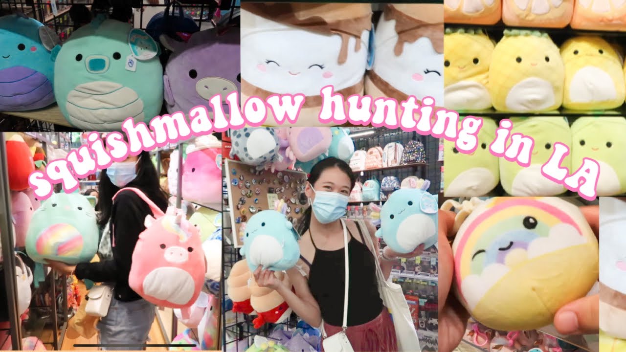 squishmallow hunting in LA | axolotls, squishmallow backpacks & more