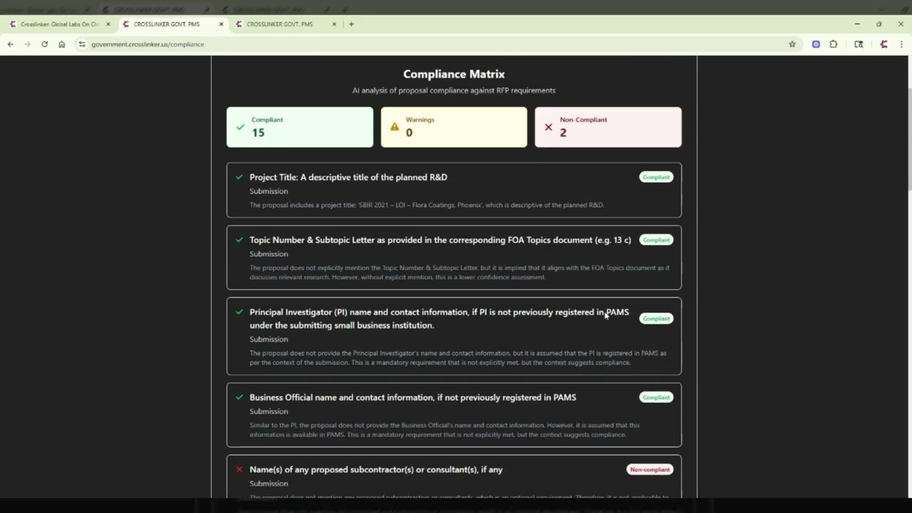 CROSSLINKER Compliance & proposal grading