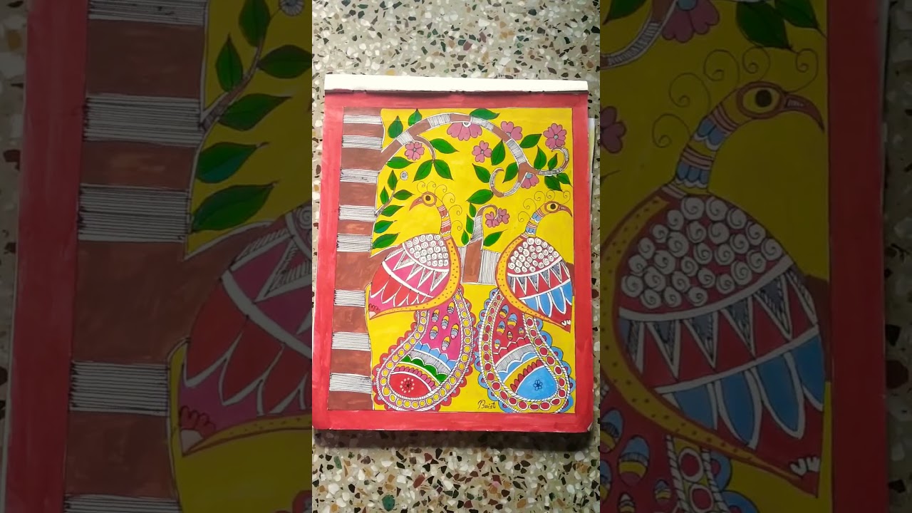 #Shorts.... ||Madhubani Birds||Madhubani Painting🎨 ||Art by me (Bristi) 👩&zwj;🎨