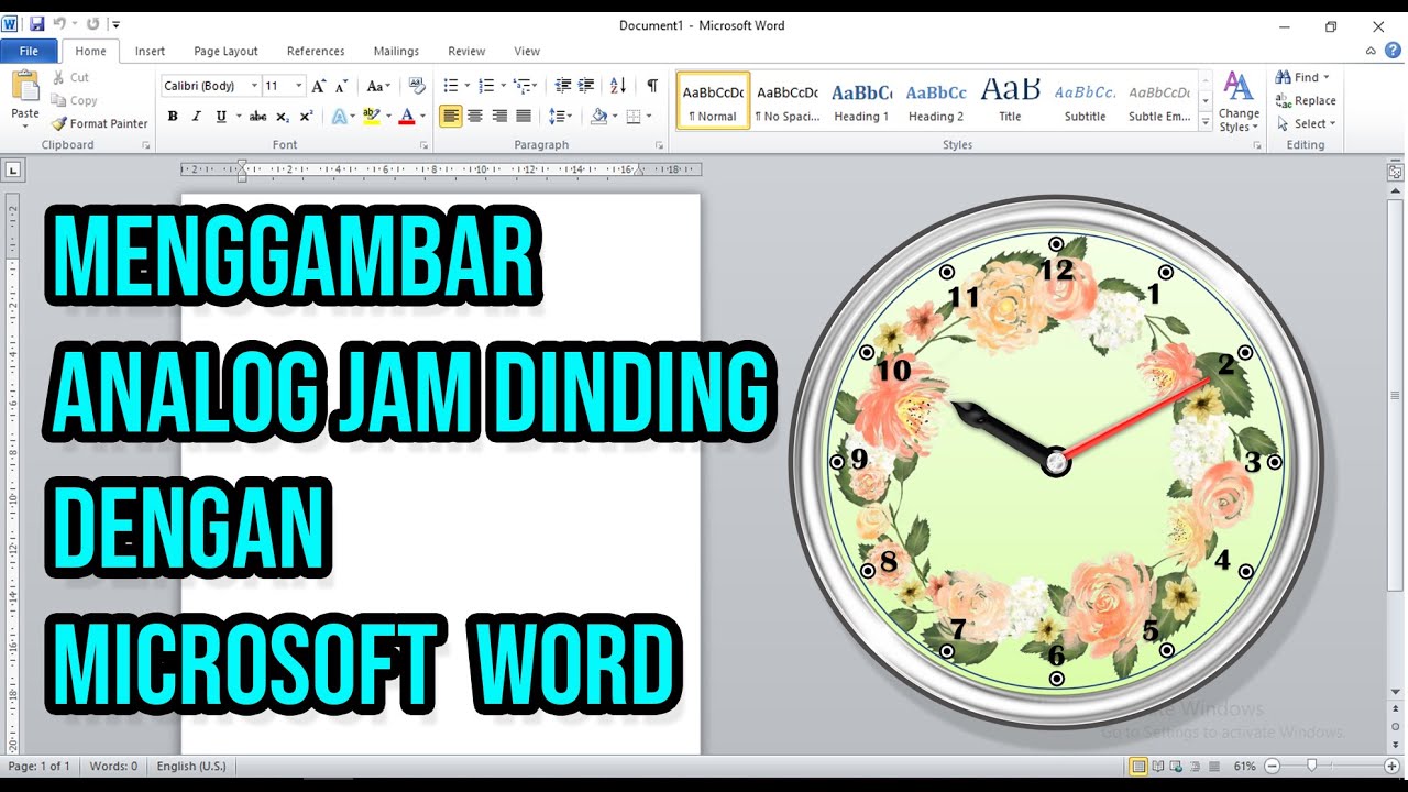 MEMBUAT ANALOG JAM DINDING DENGAN MICROSOFT WORD