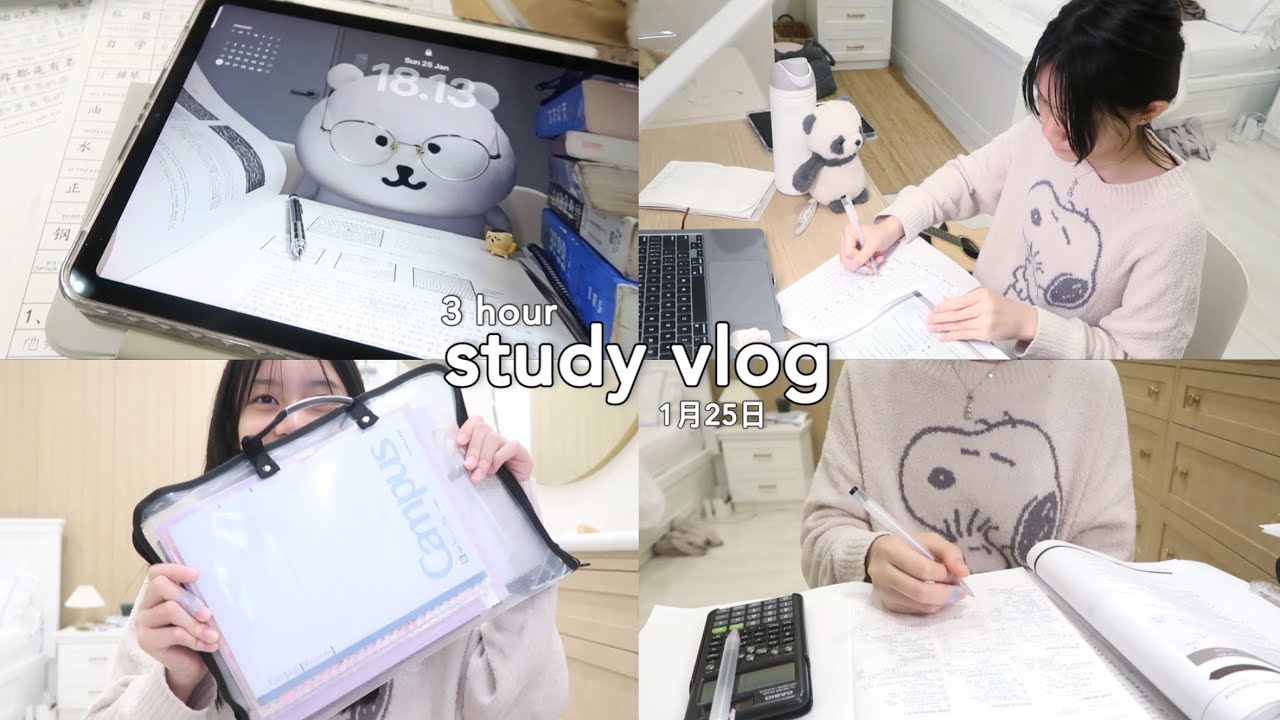 🖇️3 HR STUDY VLOG: study with me, homework, cramming