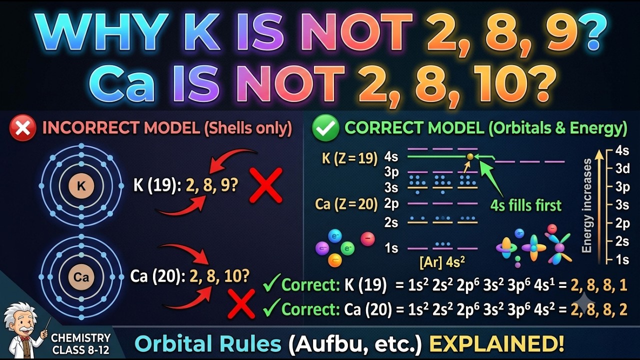 Why electronic configuration of potassium & calcium are 2,8,8,1 and 2,8,8,2 why not 2,8,9 & 2,8,10