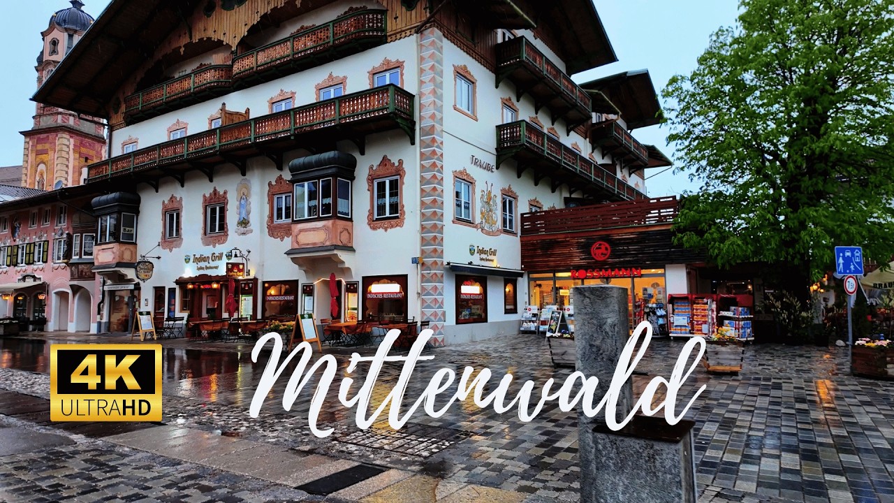 Rainy Evening Walk in Mittenwald – Bavaria’s Most Picturesque Alpine Village | 4K