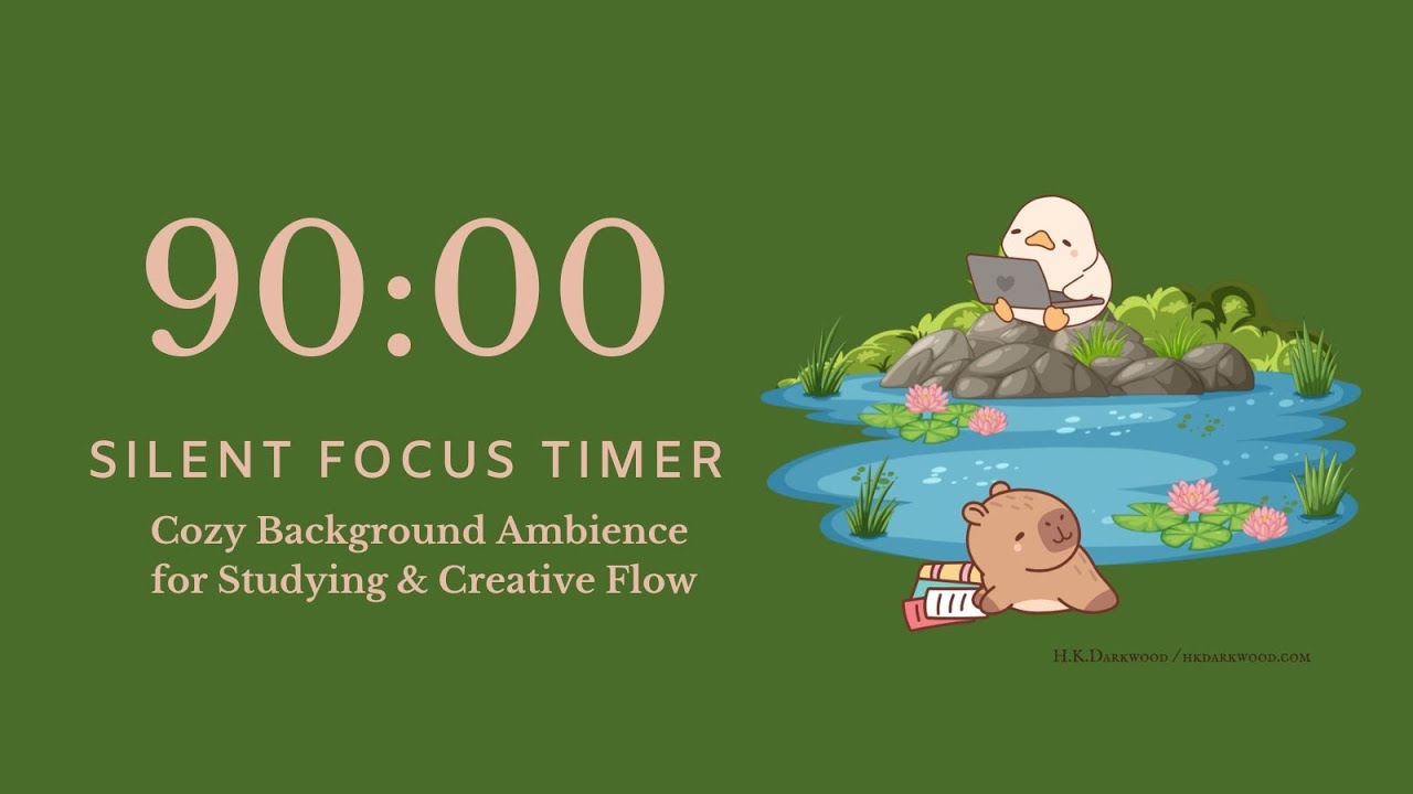 90 Min Deep Work Timer | Silent Study & Writing Ambience