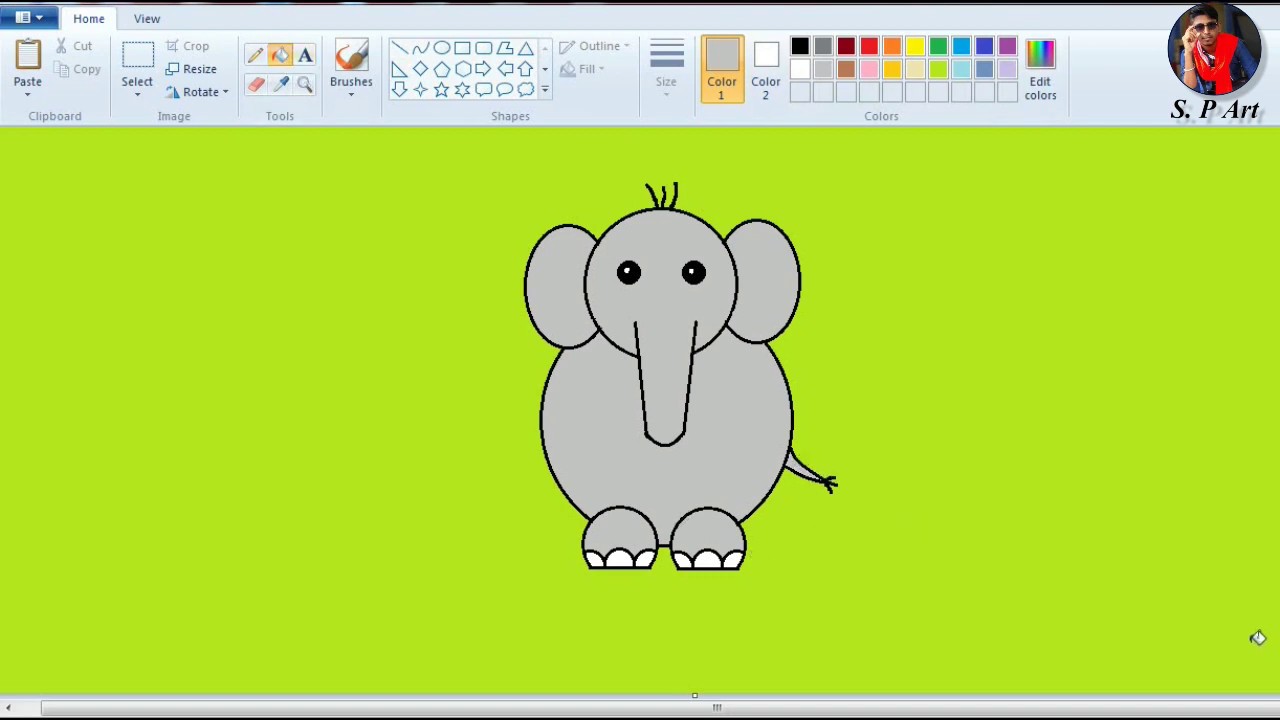 How to draw a elephant step by step /easy tutorial /ms paint drawing