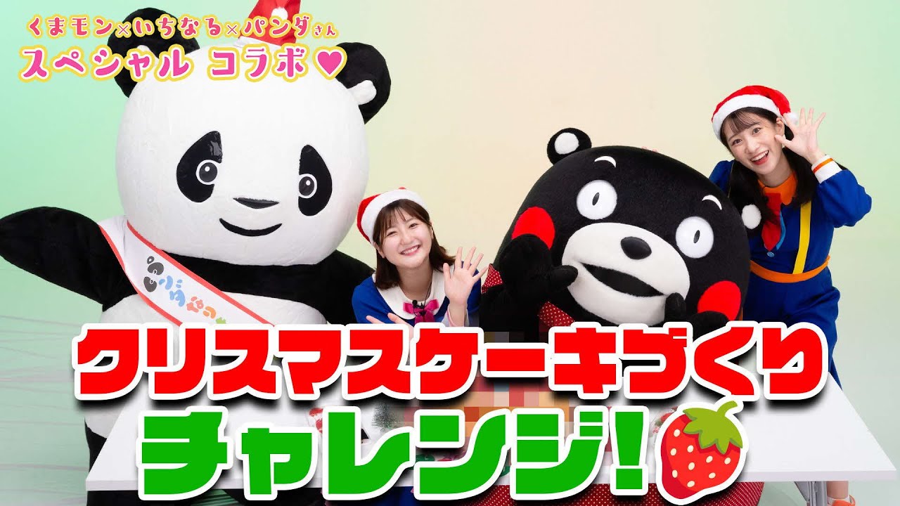【公式コラボ くまモン✕いちなる✕パンダなりきりたいそう】 いちごたっぷりクリスマスケーキづくりチャレンジ！！