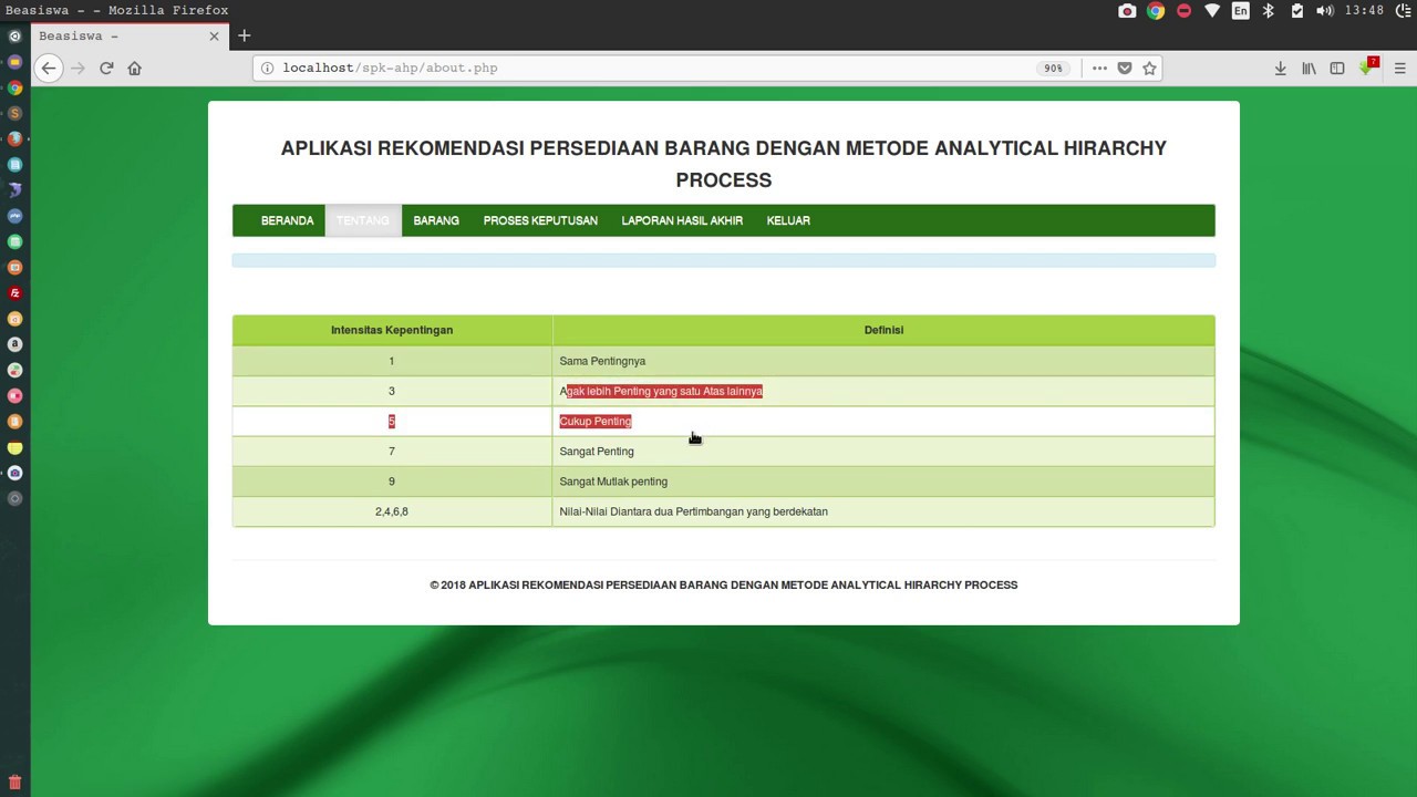APLIKASI SPK METODE AHP BERBASIS WEB